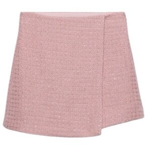 Zara Pink Tweed Skort, side zipper, lined, Sz XS